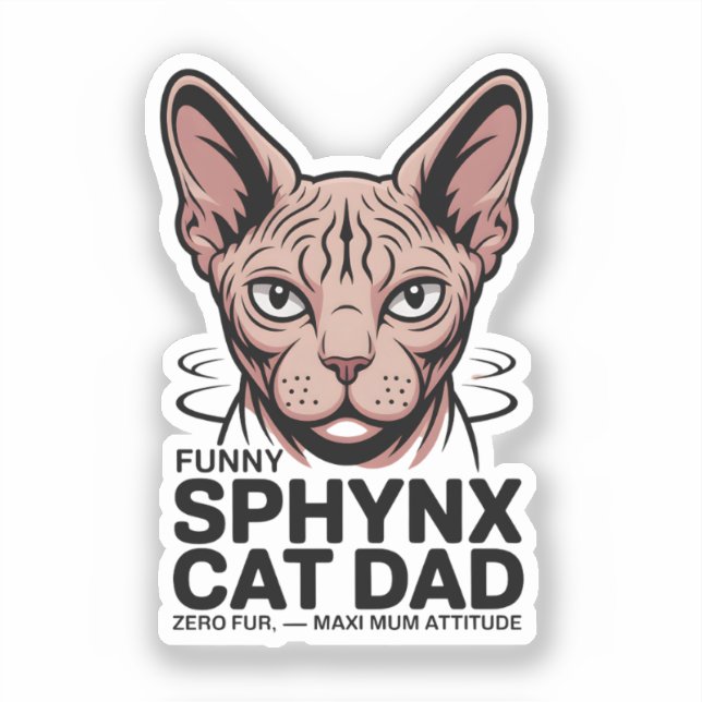 Adesivo Sphynx Cat Dad Funny Vector Art (Frente)