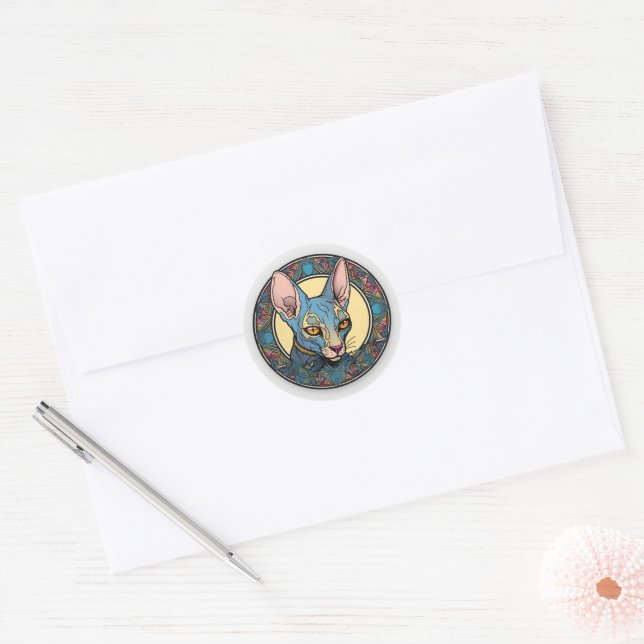 Adesivo Sphynx Cat Round Sticker (Envelope)