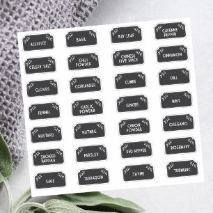 Adesivo Spice Labels white on black