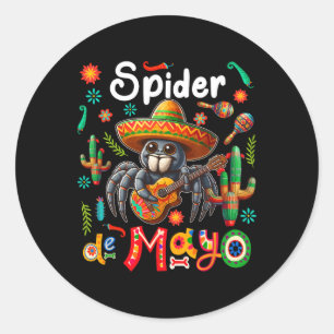 Adesivo Spider Cinco De Mayo Mexicano Sombrero Guitar Cor