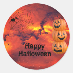 Adesivo Spider Pumpkins Clássico Redondo Halloween