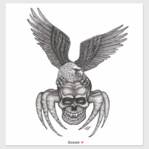 Adesivo Spiderskull com Eagle no Tatuagem-estilo