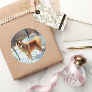 Adesivo Spitz Finlandês Deixou Neve Natal