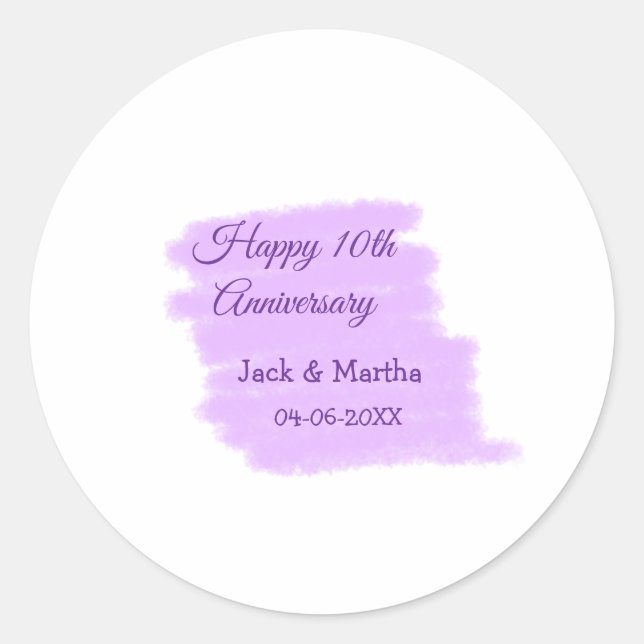 Adesivo Splaçante aquarela roxa moderna 10º aniversário  (Frente)