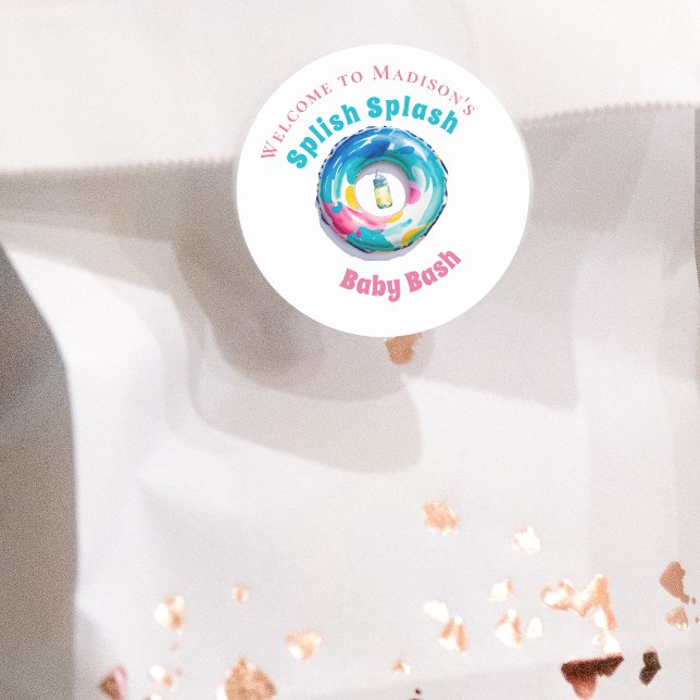 Adesivo Splash Baby Bash Summer Chá de fraldas Bem-vindo (Criador carregado)