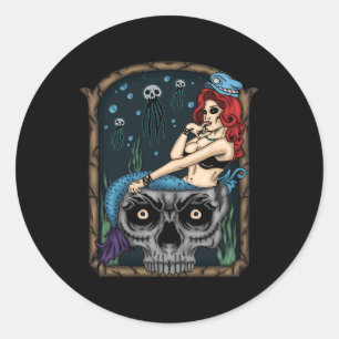 Adesivo Spookeen Halloween Gótico Skull Mermaid