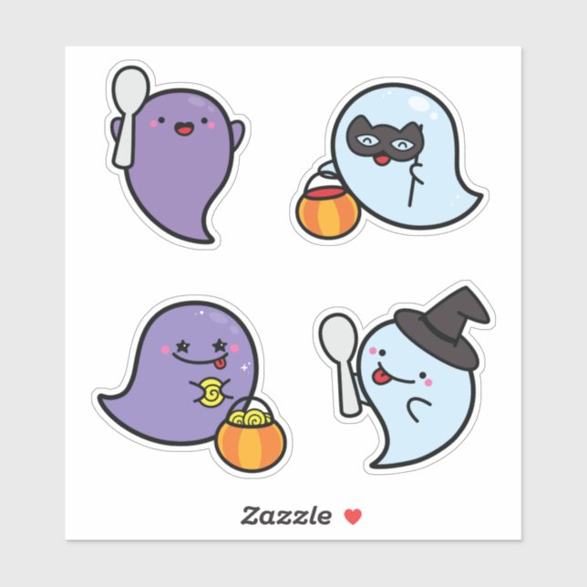 Adesivo Spooken Halloween Kawaii Ghosts Sticker Pack (Folha)