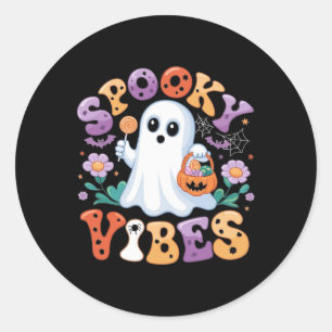 Adesivo Spookes Vibes Ghost Retro Groovy Halloween Kids Gi