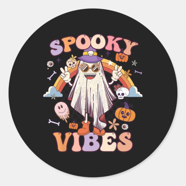 Adesivo Spookes Vibes Ghost Retro Groovy Halloween Mulhere (Frente)