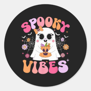 Adesivo Spookes Vibes Ghost Retro Groovy Halloween Mulhere