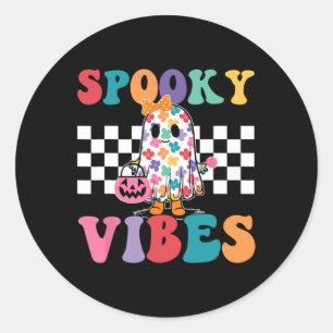 Adesivo Spookes Vibes Ghost Retro Groovy Halloween Mulhere