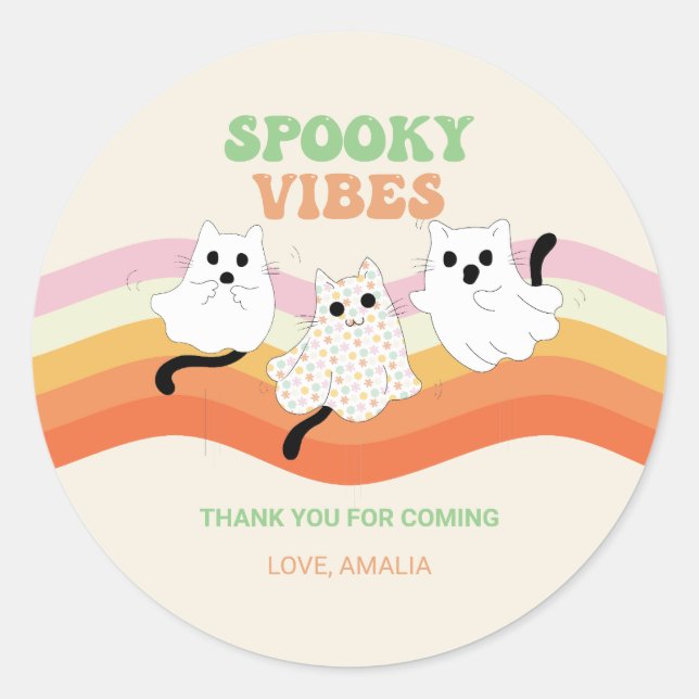 Adesivo Spookes Vibes Retro Halloween Ghost Birthday (Frente)