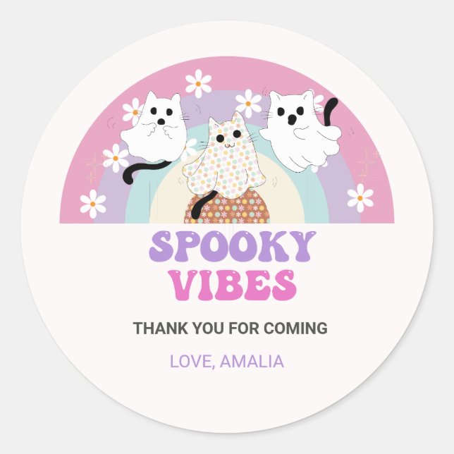 Adesivo Spookes Vibes Retro Halloween Ghost Birthday (Frente)