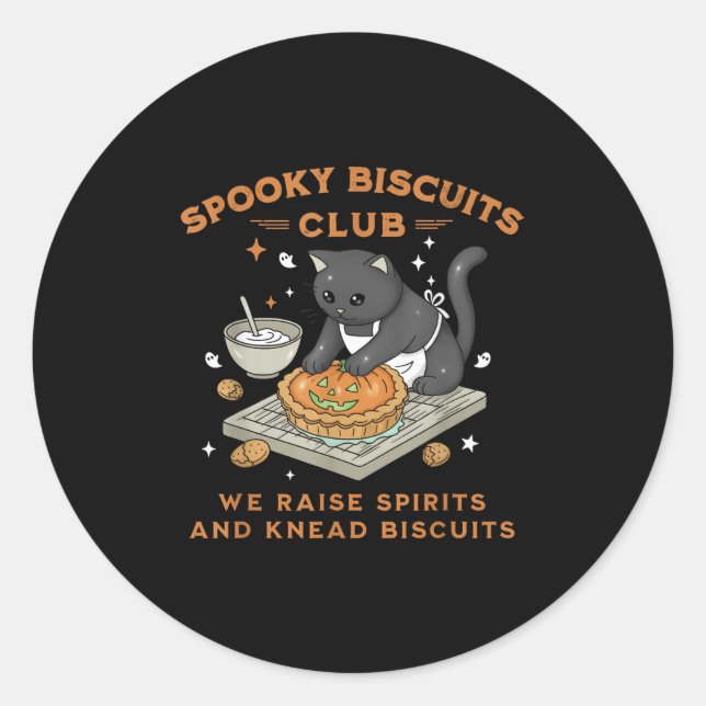 Adesivo Spooky Biscuits Club Black Cat Pumpkin Halloween B (Frente)