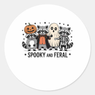 Adesivo Spooky e Feral Dia de as Bruxas engraçado Raccoon