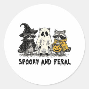 Adesivo Spooky E Feral Halloween Raccoon Spooky Season T