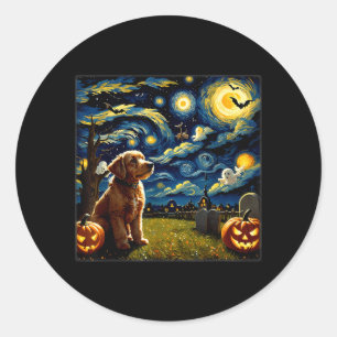 Adesivo Spooky Halloween Goldendoodle Cachorro Noite Estre