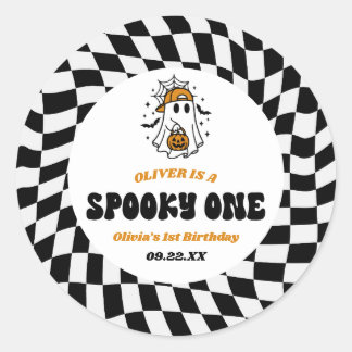 Adesivo Spooky One Halloween Retro 1st Birthday Party