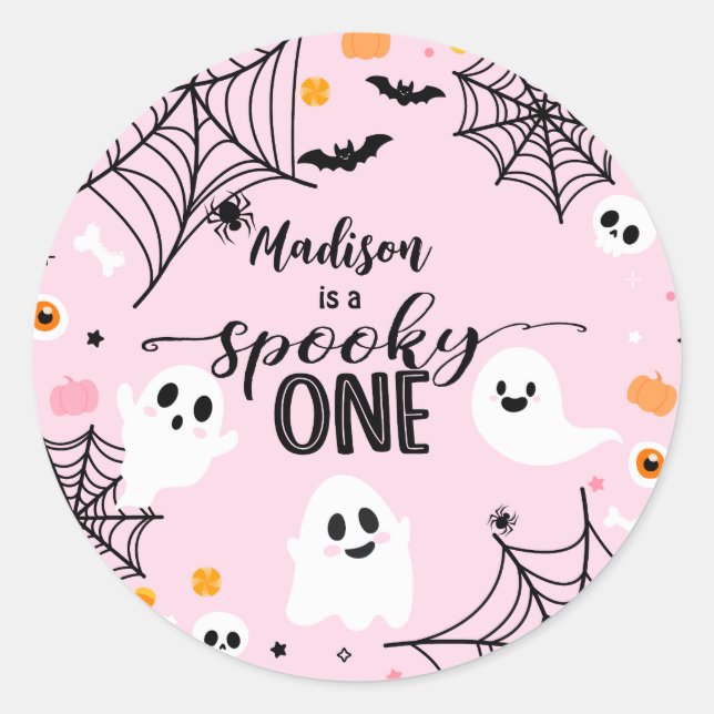 Adesivo Spooky One Pink Halloween Ghost (Frente)