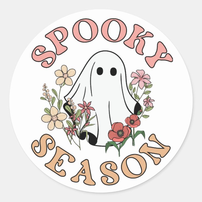 Adesivo Spooky Season Retro Halloween Groovy Ghost (Frente)