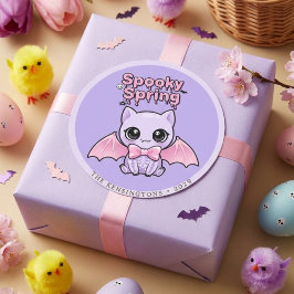 Adesivo Spooky Spring Bat Lavender Pastel Goth Round