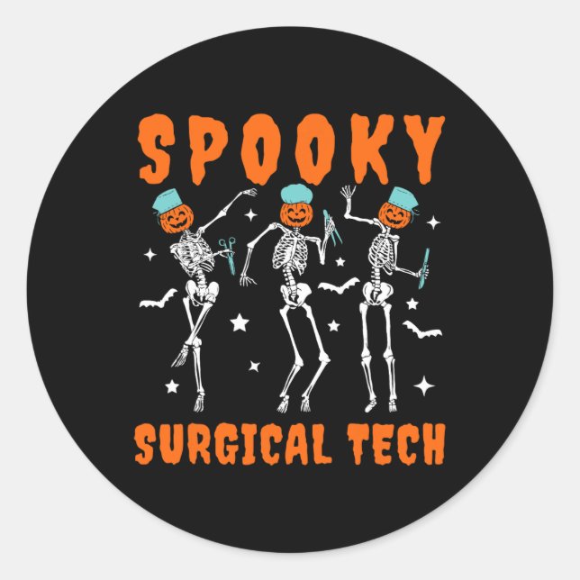 Adesivo Spooky Surgical Tech Skeleton Dancing Surgical Hal (Frente)
