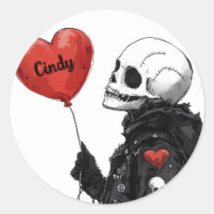 Adesivo Spooky Sweetheart - Crânio Personalizável com Balã