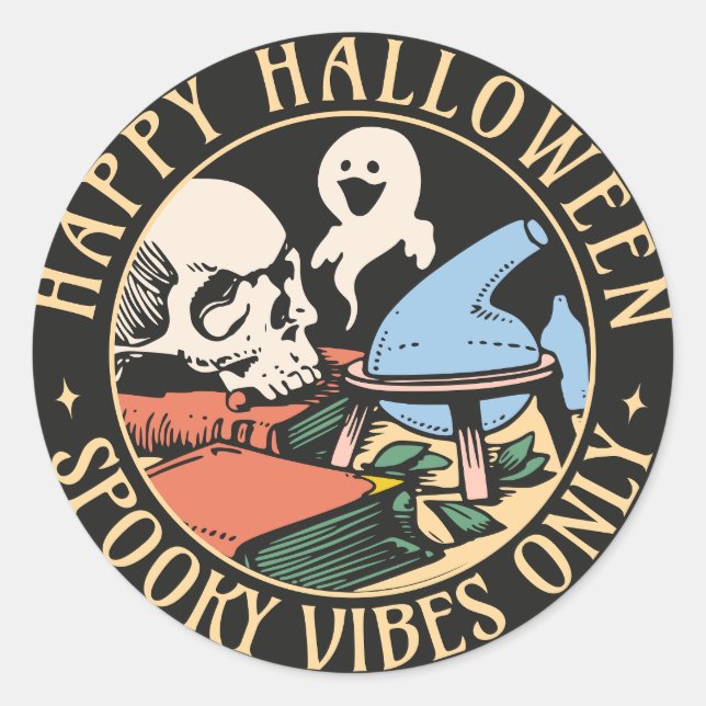 Adesivo Spooky Vibes Apenas Vintage Halloween (Frente)