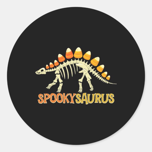 Adesivo Spookysaurus Candy Corn Dinossauro Esqueleto Feliz (Frente)