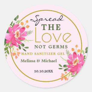 Adesivo Spread Love Floral Wedding Mão Sanitizer Favor