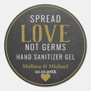 Adesivo Spread Love Hand Sanitizer Dourado Chalkboard