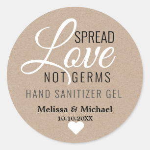Adesivo Spread Love Mand Sanitizer Casamento Favor Kraft