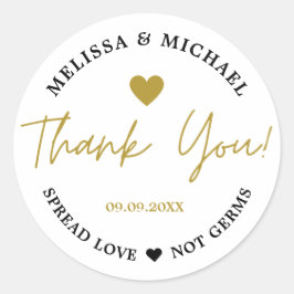 Adesivo Spread Love Not Germs Casamento Dourado Obrigado