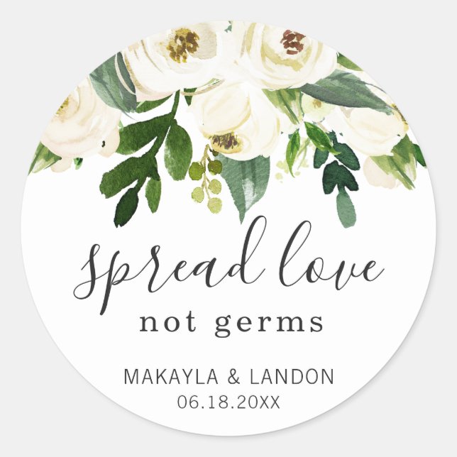 Adesivo Spread Love Not Germs Floral Elegant Weding (Frente)