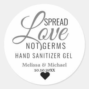 Adesivo Spread Love Not Germs Hand Sanitizer Casamento Fav