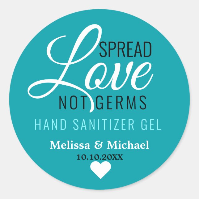 Adesivo Spread Love Not Germs Wedzer Sanitizer Favor Blue (Frente)