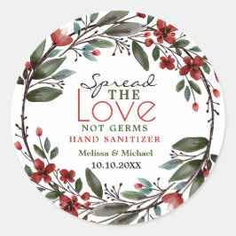 Adesivo Spread Love Red Floral Wreath Hand Sanitizer Favor
