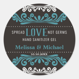 Adesivo Spread Love Wedding Hand Sanitizer Favorece Azul