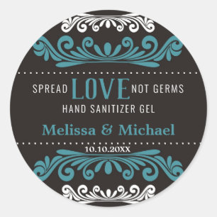 Adesivo Spread Love Wedding Mand Sanitizer Favorece Blue