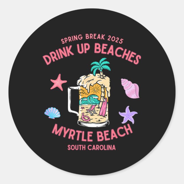Adesivo Spring Break 2025 Beber Praias Myrtle Beach (Frente)