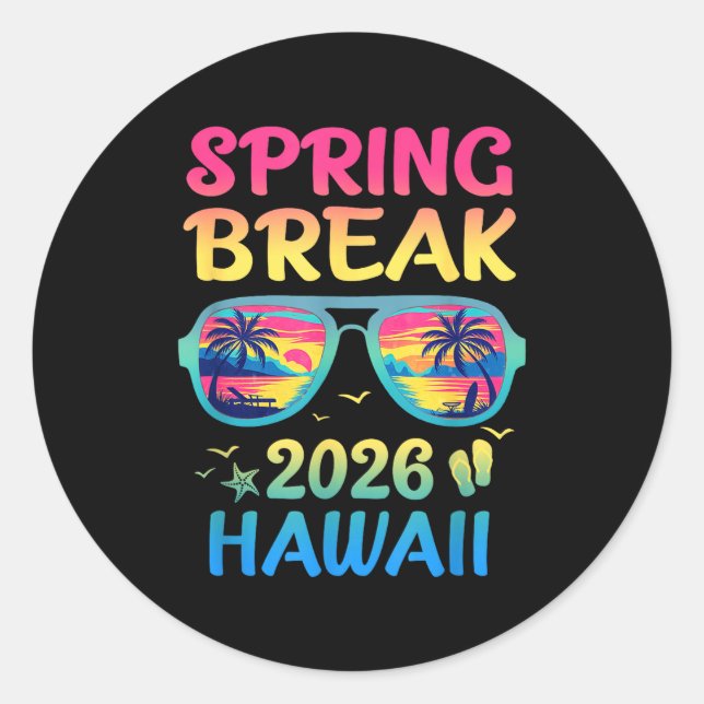 Adesivo Spring Break Hawaii 2026 Vacation Trip Sungles  (Frente)