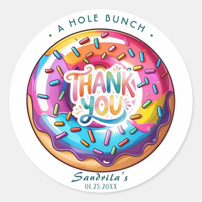 Adesivo Sprinkle Donut Thanks a Hole Bunch  (Frente)