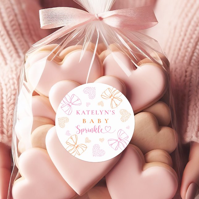 Adesivo Sprinkle Ribbon Baby Shower Round Stickers (Criador carregado)