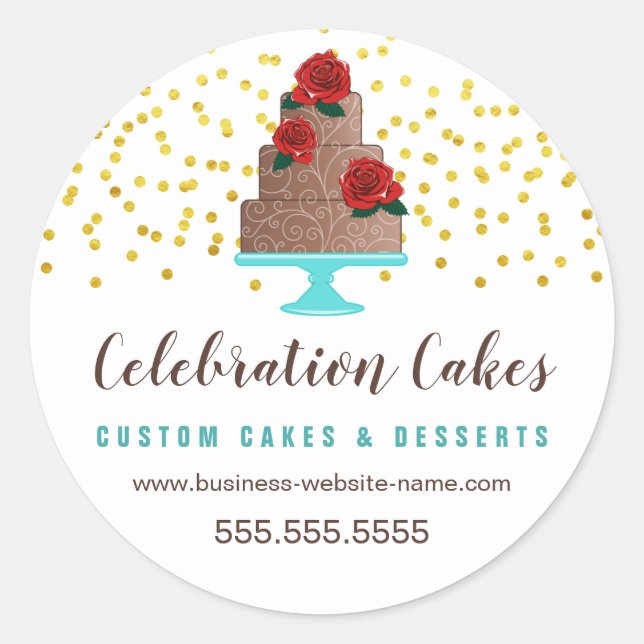 Adesivo Sprinkles Dourados Elegantes e Stic redonda Clássi (Frente)