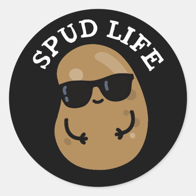 Adesivo Spud Life Funny Potato Pun Dark BG (Frente)