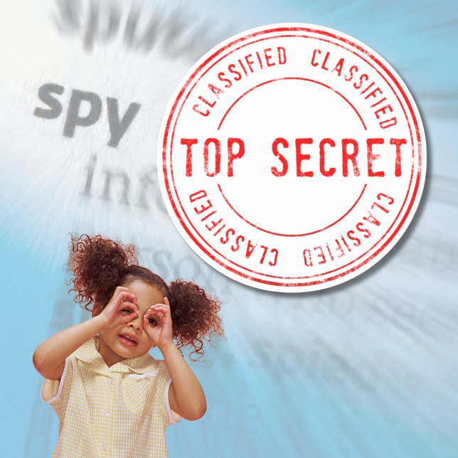 Adesivo Spy Surprise Festa de aniversário Top Secret Class (Spy Kids Birthday Party Top Secret Classic Round Sticker)