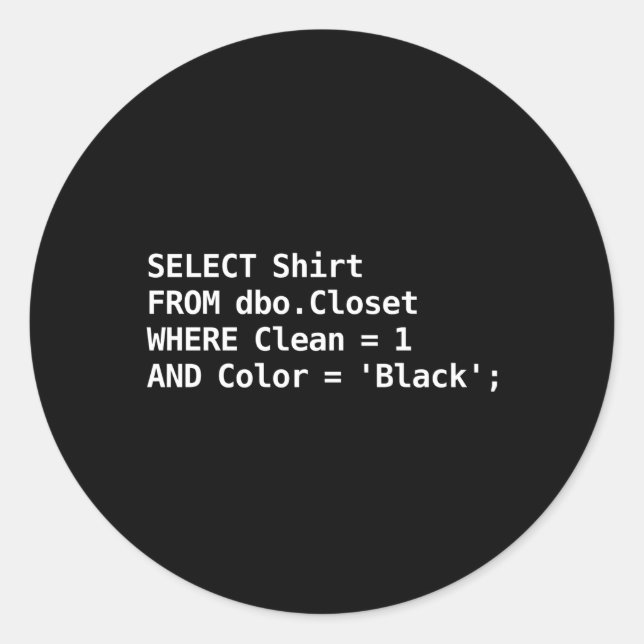 Adesivo Sql Para Programação De Humor Do Programador (Frente)