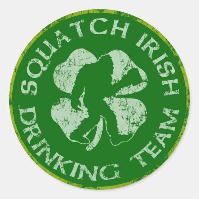 Adesivo Squatch Irish Bebendo Team (Frente)