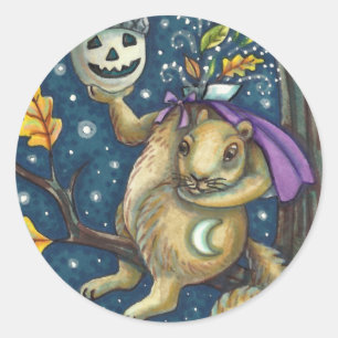 ADESIVO SQUIRREL DE SONO E ACORN, DIA DE AS BRUXAS ENGRAÇ