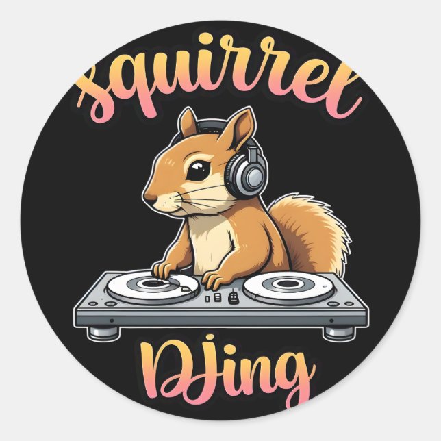 Adesivo Squirrel DJ Party Vibes Funny Retro DJ Mug (Frente)